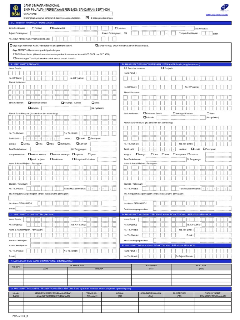 Skim Pembiayaan Pinjaman Pl Pbpl A 1014 B Pindaan Baru New Loan Overlap Pdf