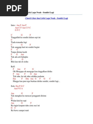 Chord Gitar Dan Lirik Lagu Noah Sendiri Lagi Pdf
