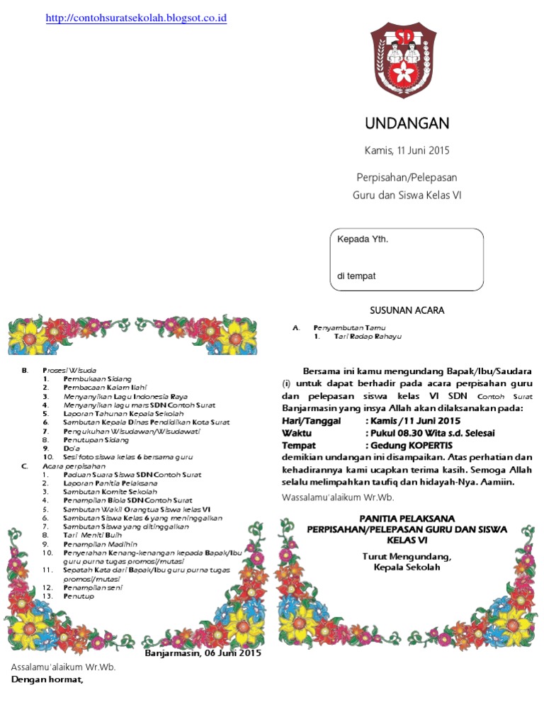 800+ Contoh Surat Undangan Untuk Guru Acara Perpisahan Gratis Terbaik