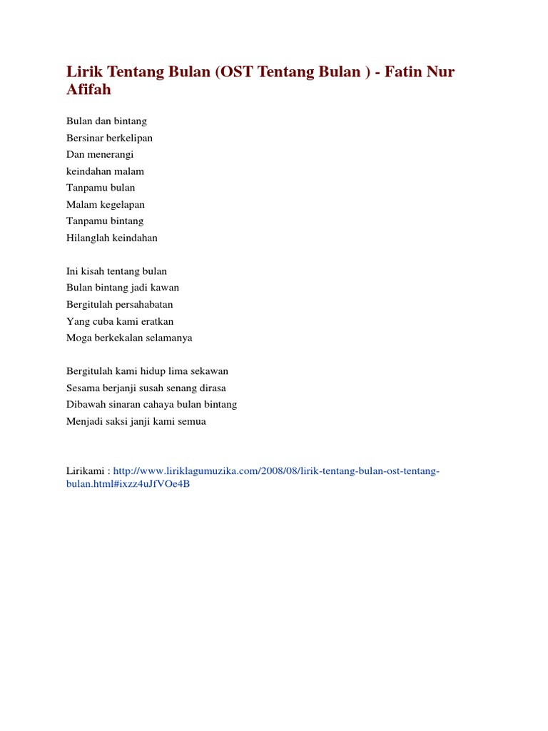 Lirik Tentang Bulan Pdf
