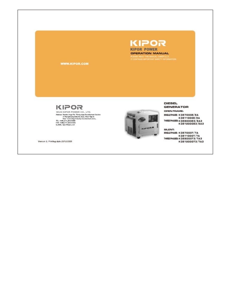 KIPOR KDE6700TA DIESEL GENERATOR MANUAL PDF FREE DOWNLOAD intelligence overview