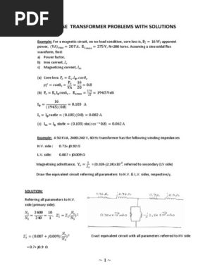 Ee204 Solved Examples On Transformers Pdf Transformer Electromagism