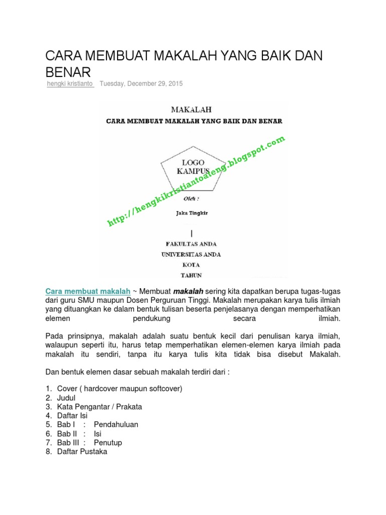 Pendahuluan Cara Membuat Makalah Yang Baik Dan Benar