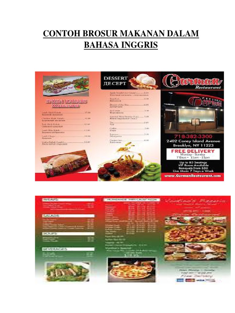 Contoh Brosur Makanan Dalam Bahasa Inggris Contoh Brosur Makanan Dalam Bahasa Inggris