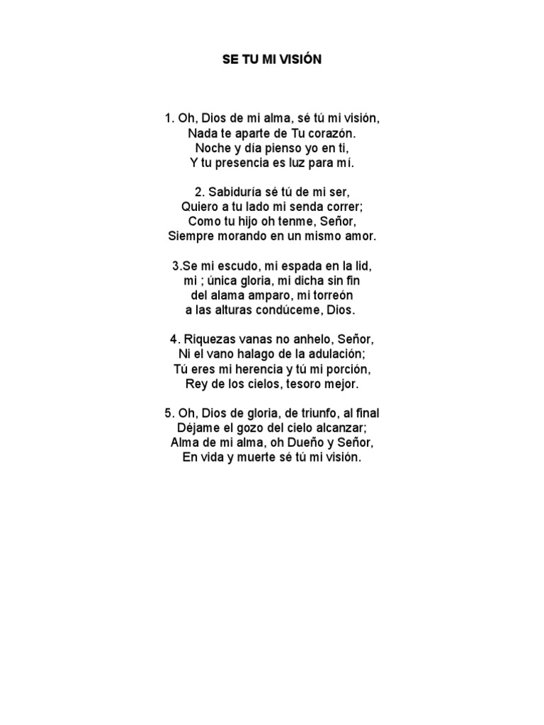 Sé Tú Mi Visión: Letra del Himno | PDF