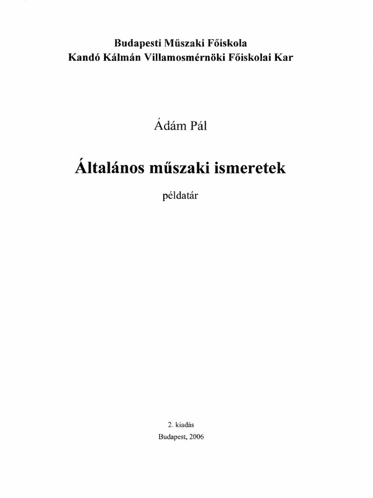 Ltalános Mvszaki Ismeretek - Példatár | PDF