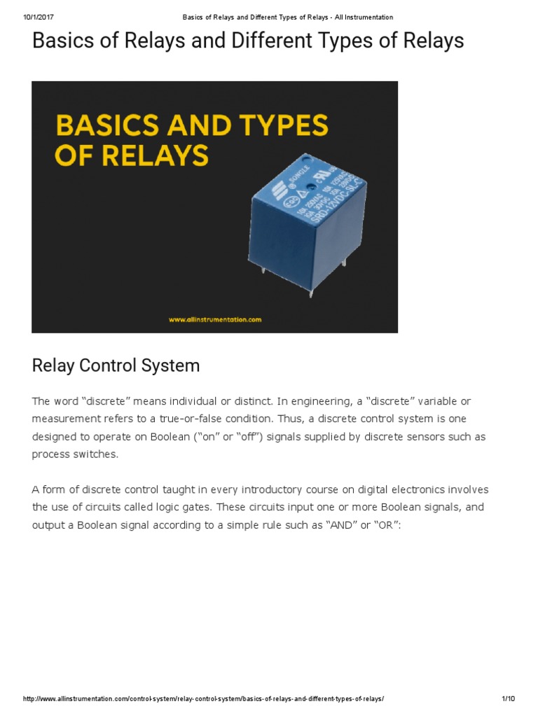 Relay Basics for Engineers | PDF | Relay | Switch