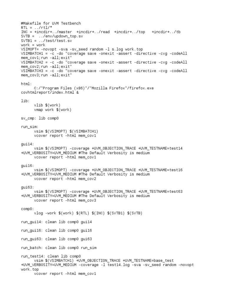 UVM Testbench Makefile Guide | PDF | Computers | Technology & Engineering