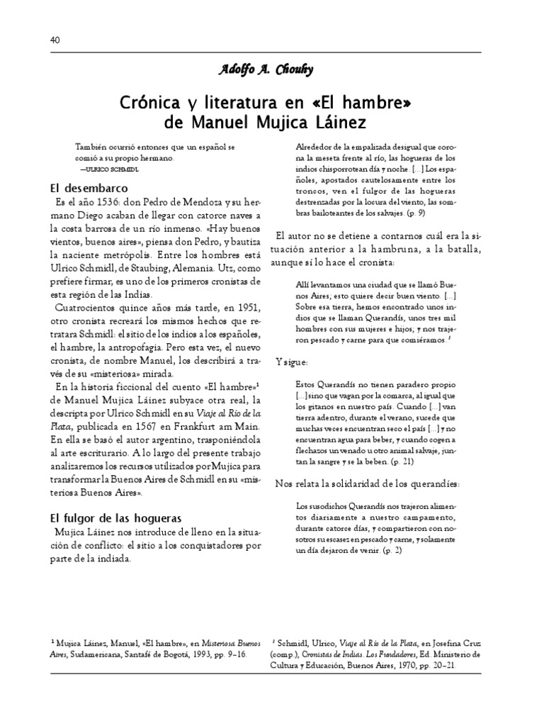Critica Analisis De El Hambre Mujica Lainez Pdf Pdf Naturaleza