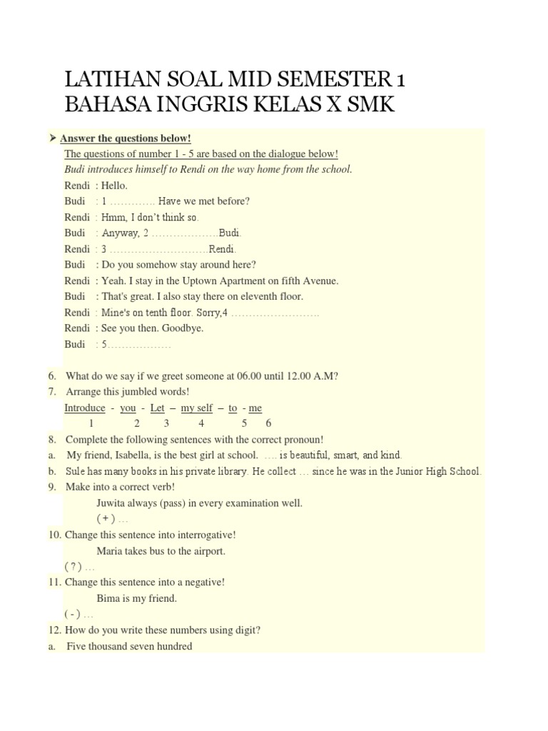 Get Bank Soal Bahasa Inggris Smk Kelas X Dan Kunci Jawaban Gif