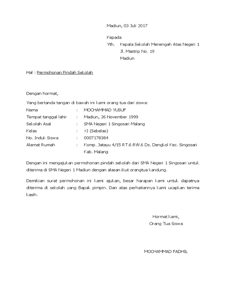 Surat Permohonan Pindah Kerja Antar Instansi - Recipes Site p