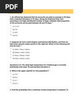 Intermediate Statistics Sample Test 1