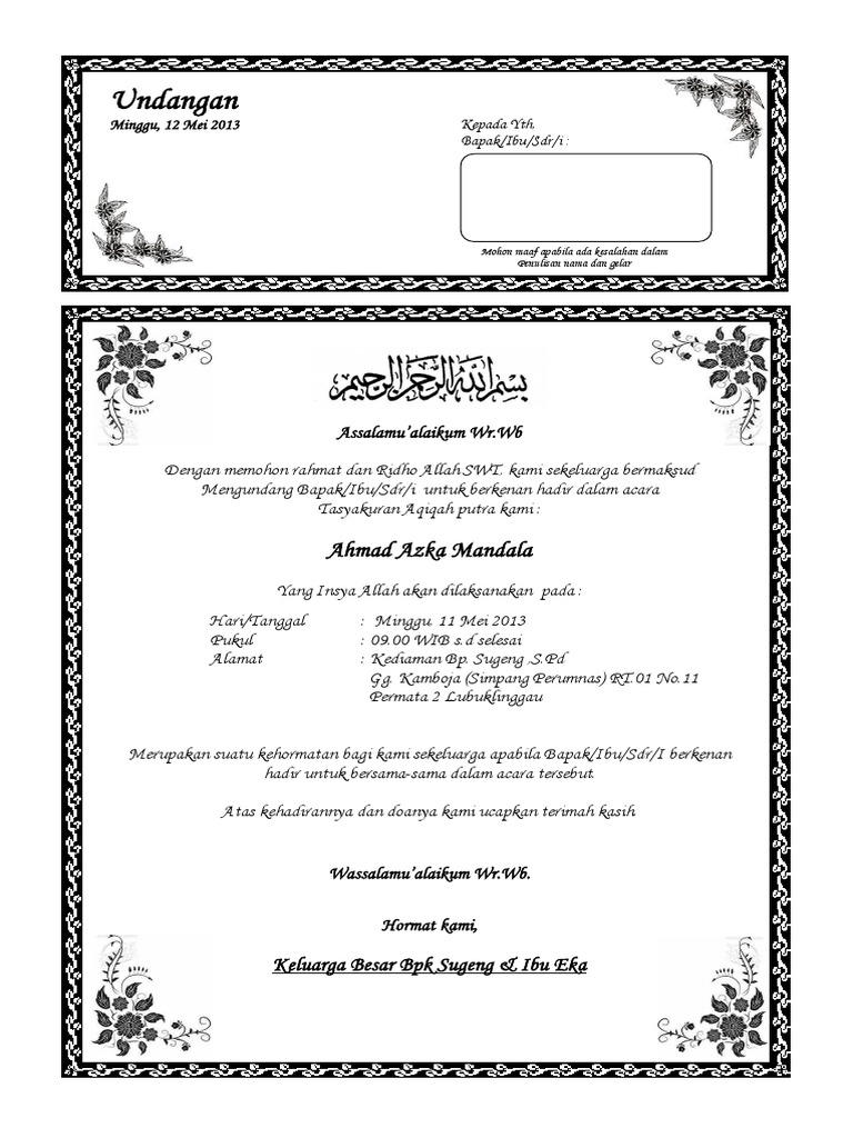 Contoh Undangan Aqiqahdocx