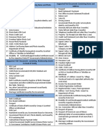 Valid Documents List PDF