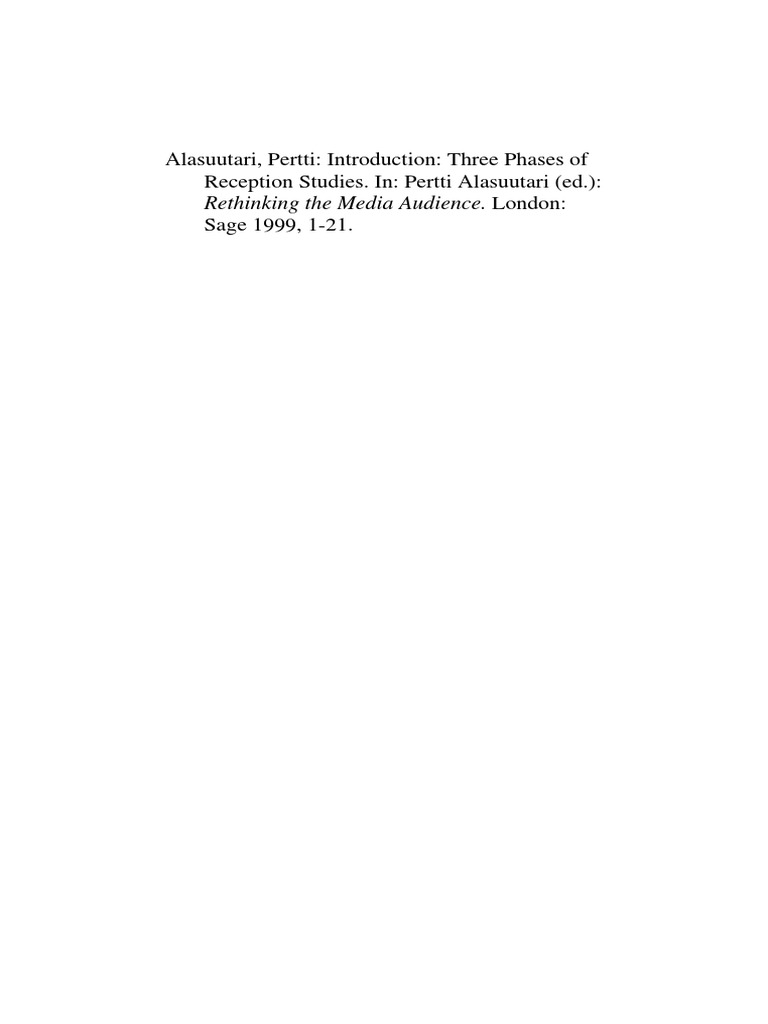 Three Phases of Reception Studies PDF