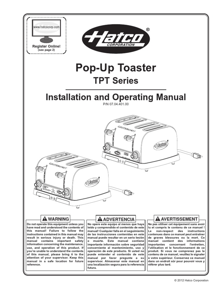 Hatco Pop-Up Toaster Manual | PDF | Science | Science et technologie