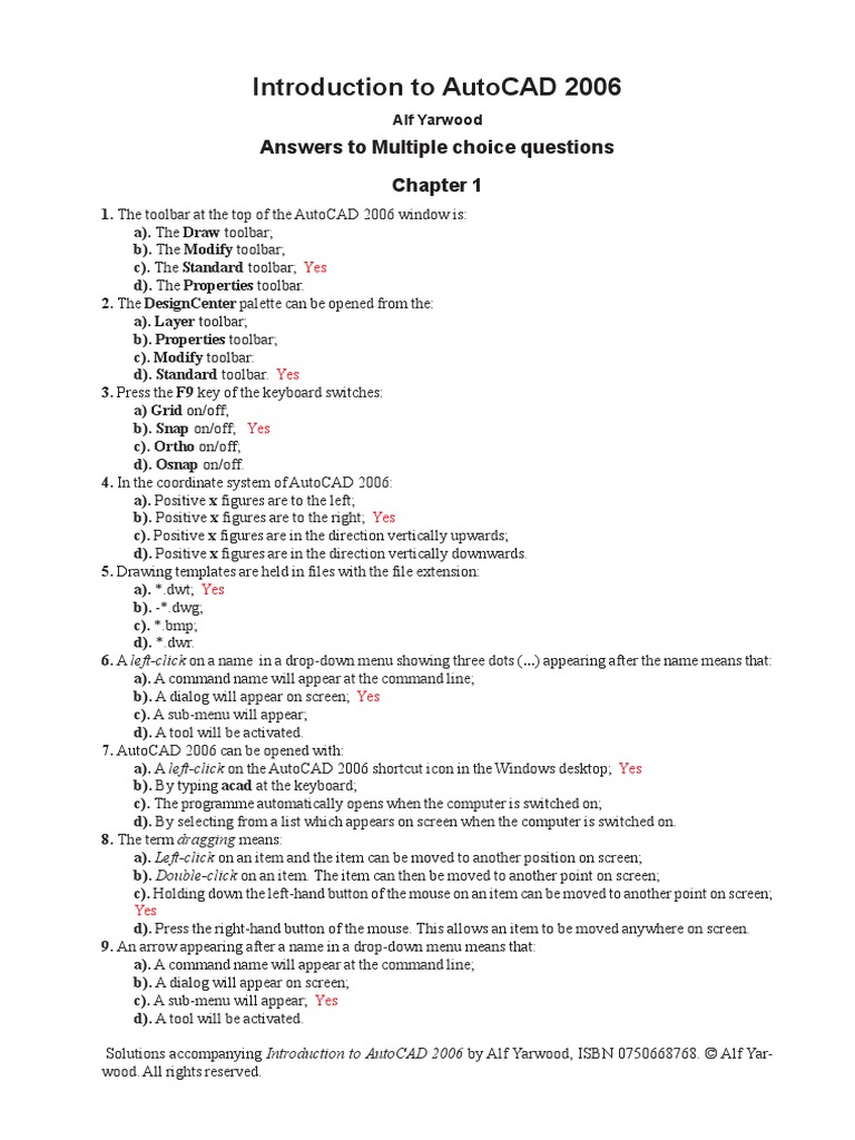 Answers To Multiple Choice Questions Computer Aided Design