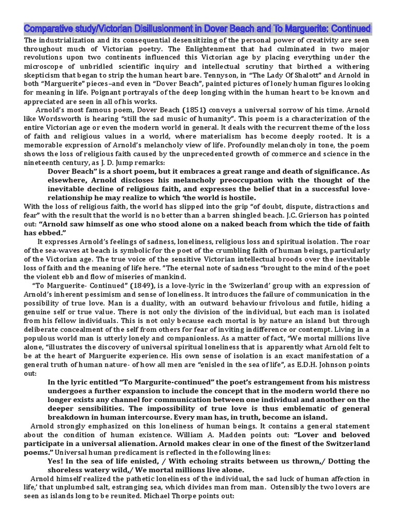 Metaphors in dover beach image