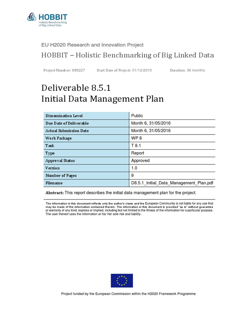 Initial Data Management Plan for HOBBIT | PDF | Metadata | Semantic Web