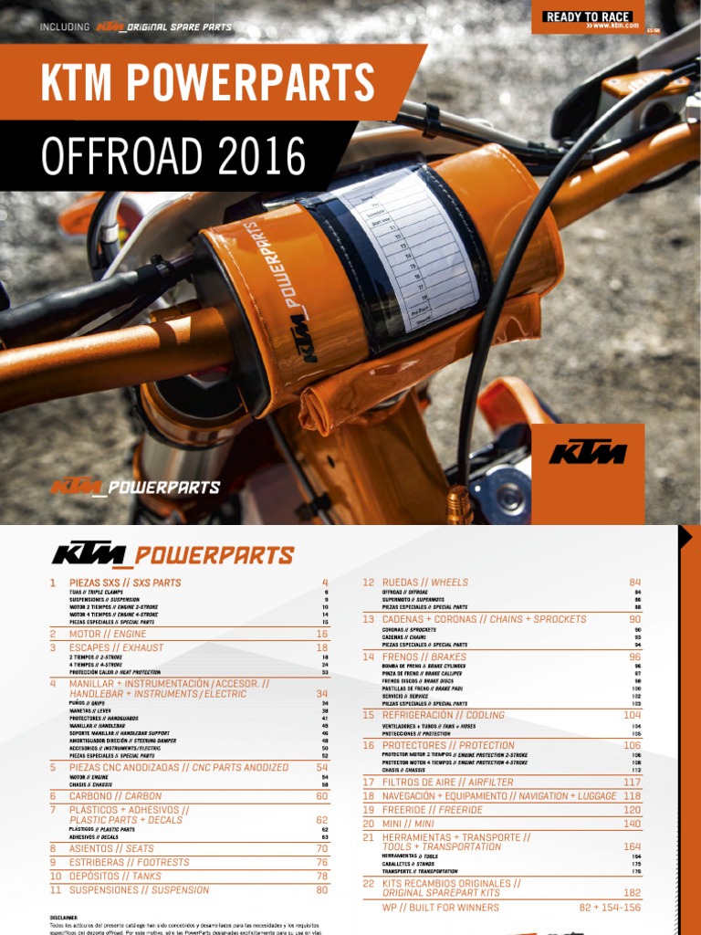 KTM PowerParts Offroad Catalog 2016 PDF Carburador Freno