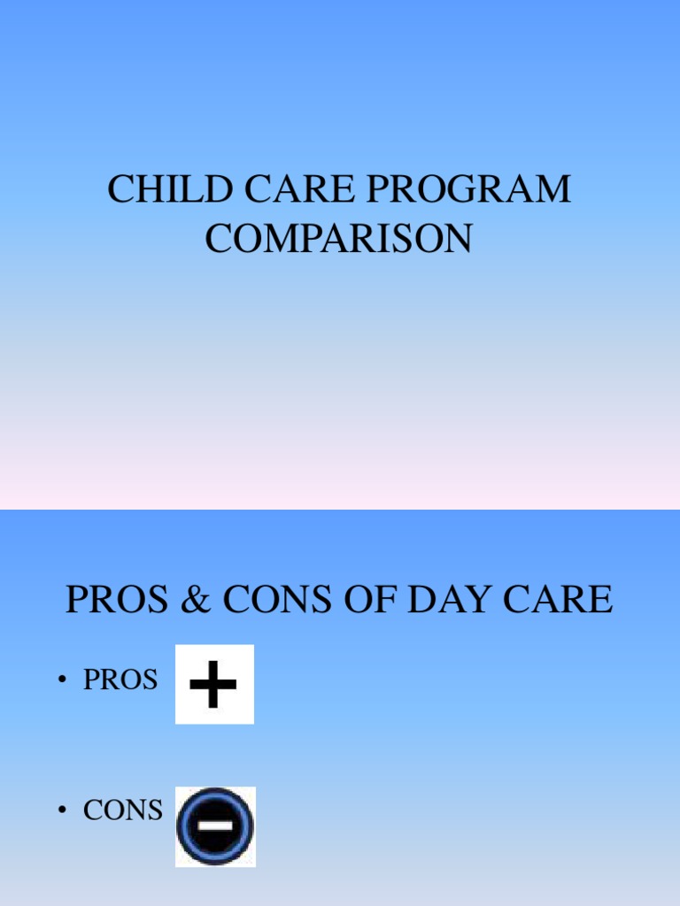 Child Care Program Comparison PDF Child Care Relationships