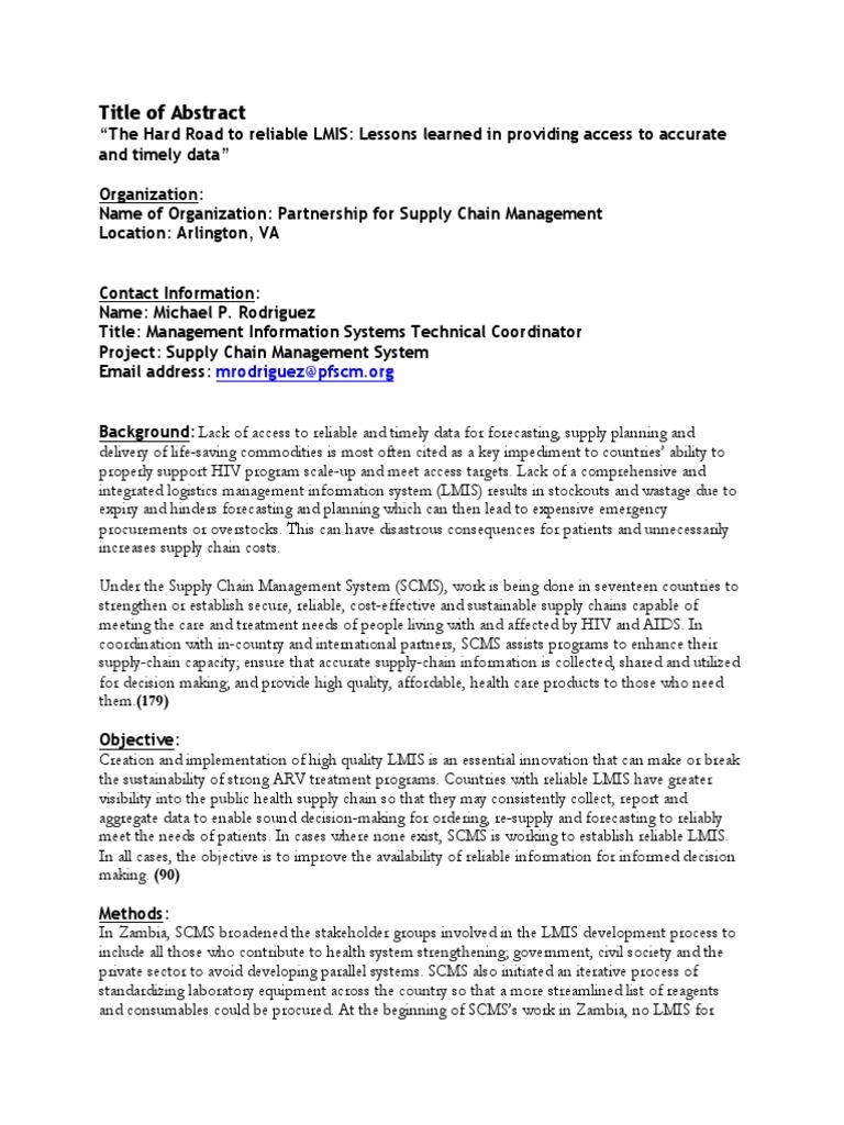 LMIS Abstract | PDF | Supply Chain Management | Supply Chain