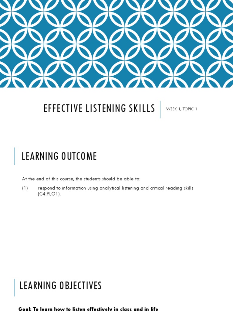 Effective Listening Skills Guide | PDF | Body Language | Nonverbal ...