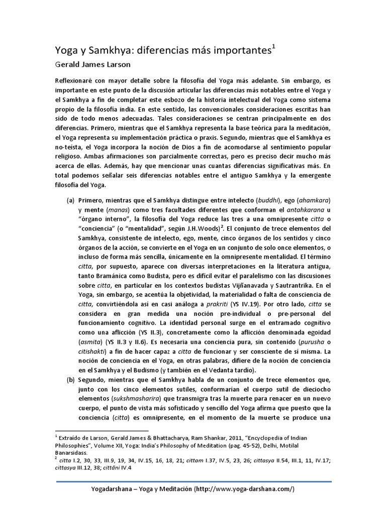 Diferencias entre Yoga y Samkhya | PDF | Yoga | Dios