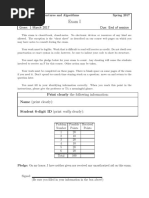 CSE 247 Data Structures and Algorithms EXAM1 SPRING 2016