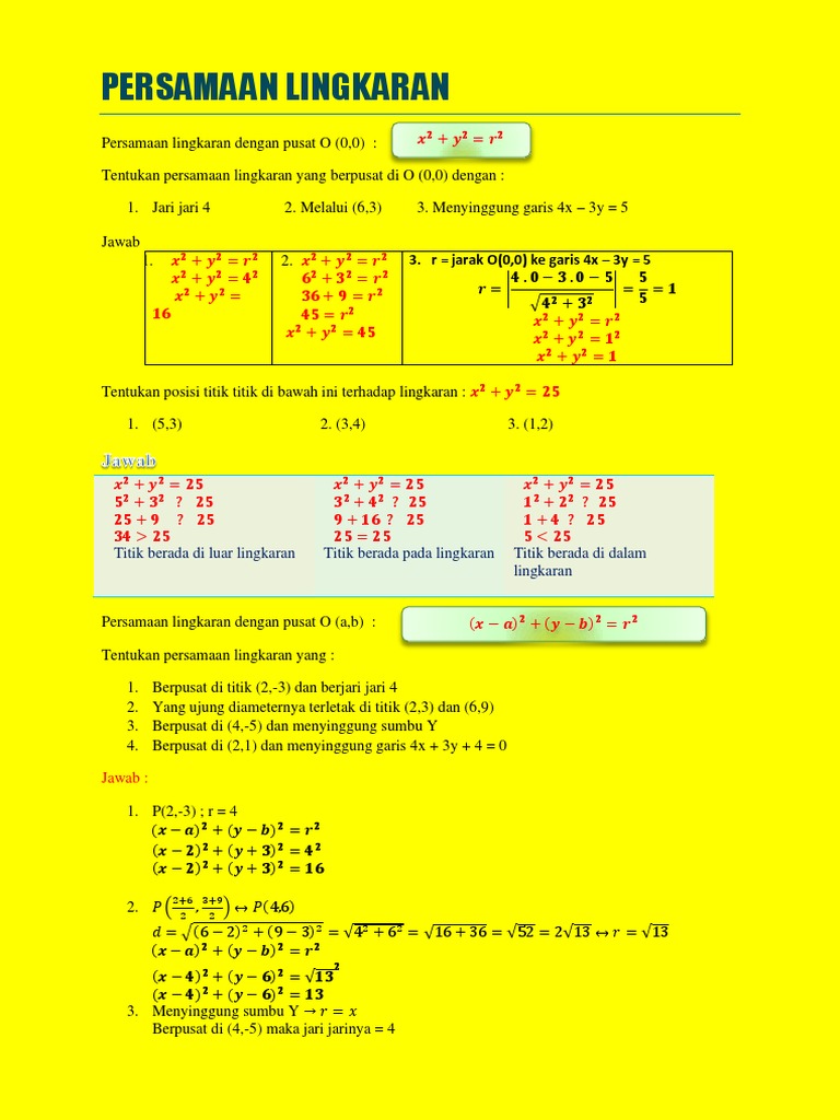 Persamaan Lingkaran Pdf