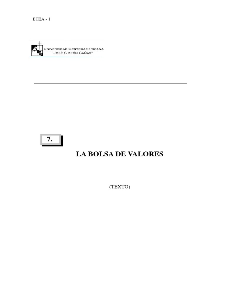 13cap 7 1 MERCADO DE VALORES PDF | PDF | Compartir (Finanzas) | Bolsa