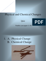 Physical and Chemical Change Quiz