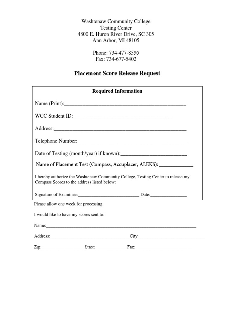 Placement Release Form | PDF