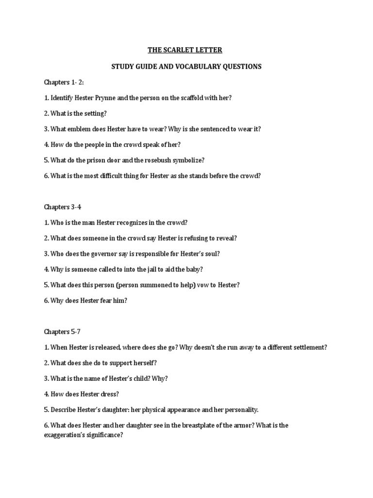 Scarlet Letter Comprehension Questions | PDF | The Scarlet Letter