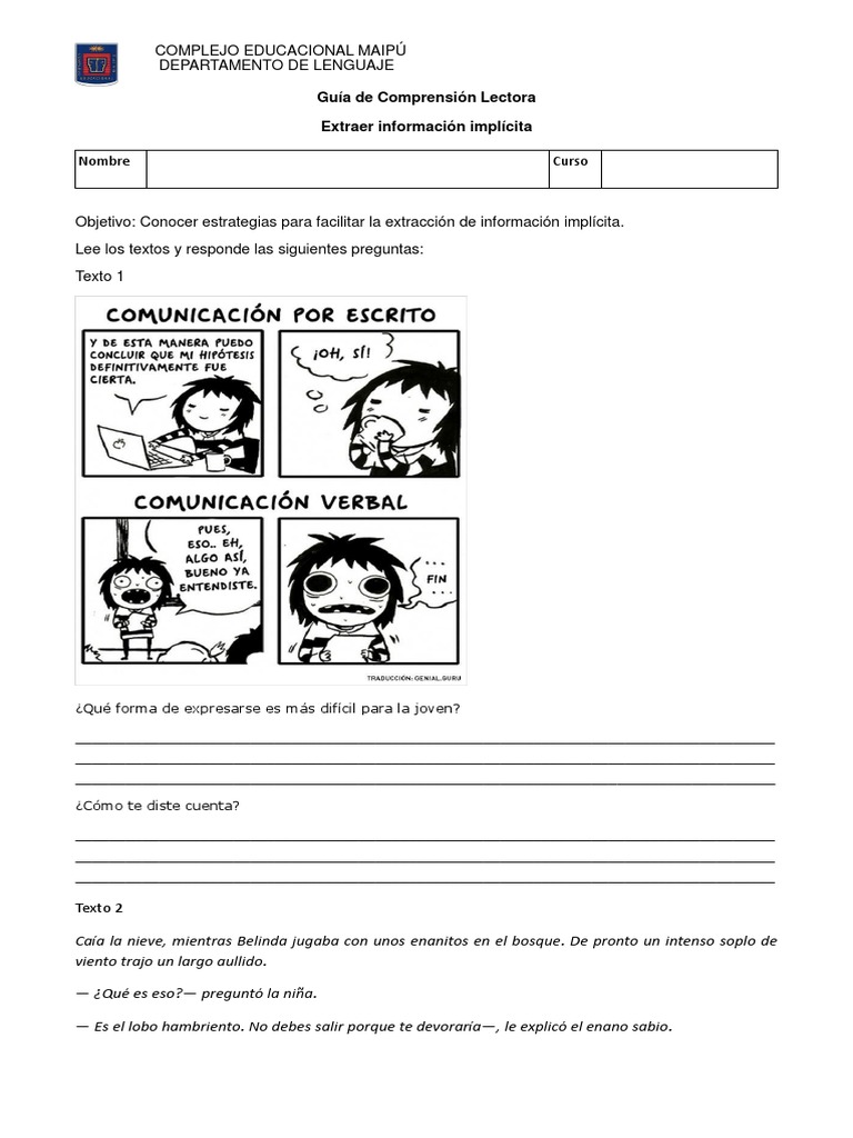 Guia 10 Extraer Información Implícita | PDF | Puma | Lectura (proceso)
