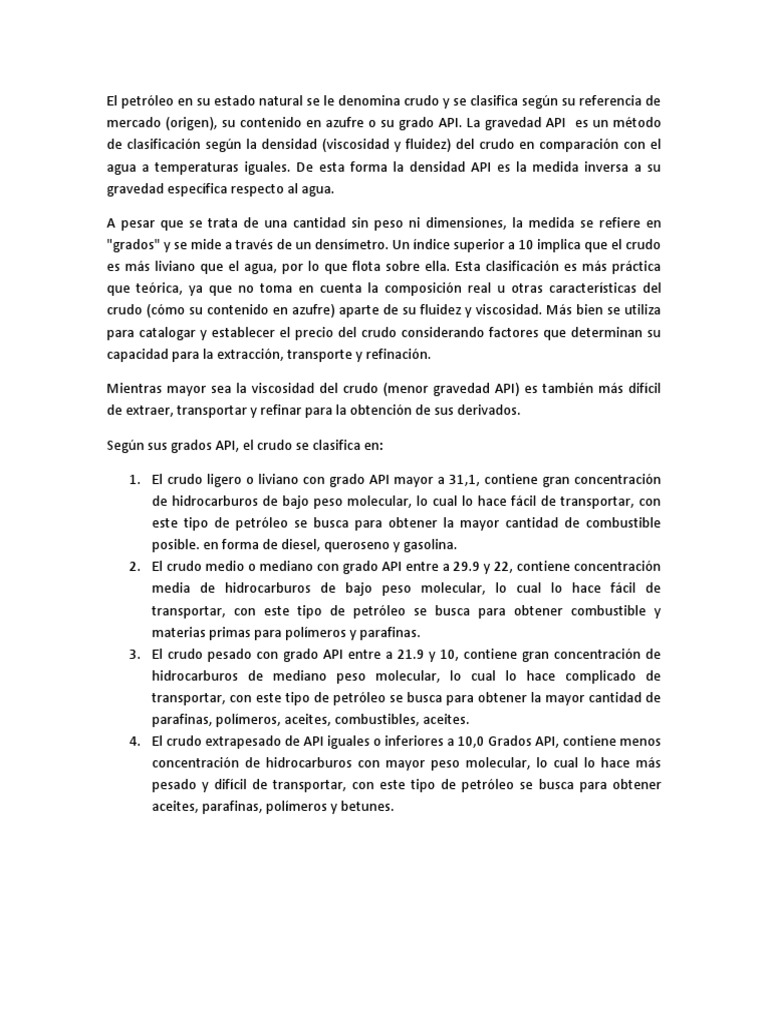Grados API | PDF | Petróleo | Química