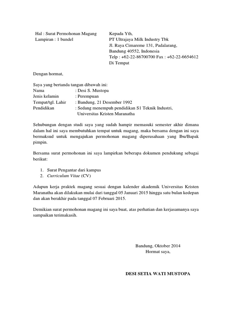 Contoh Surat Permohonan Kp