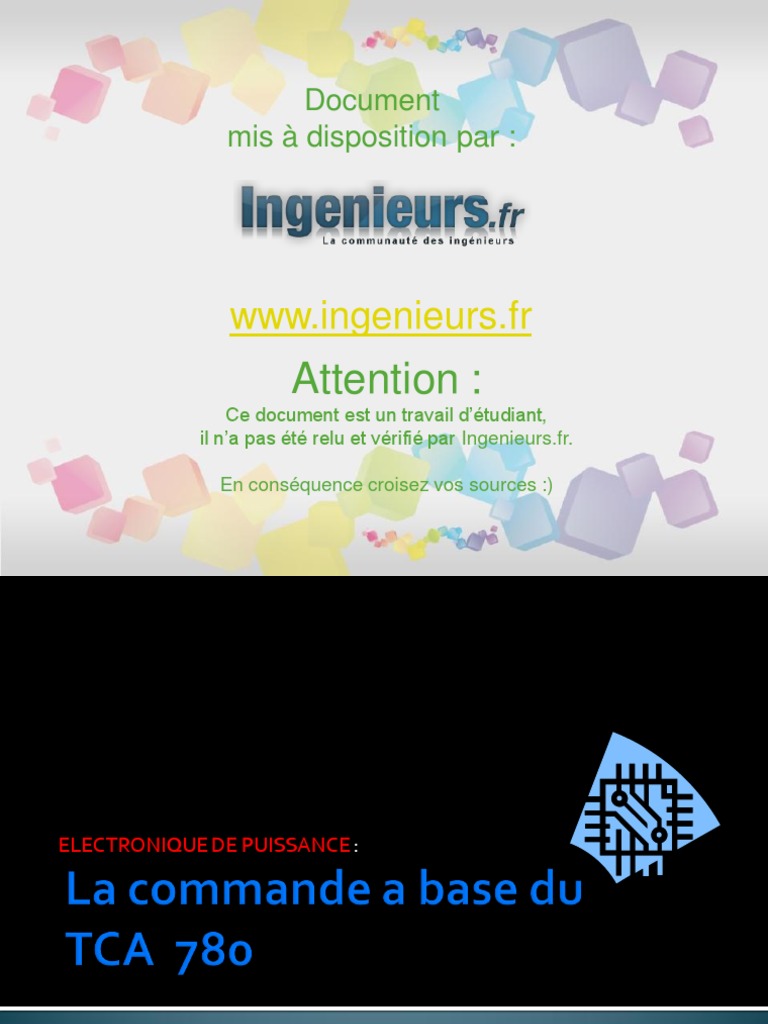 TCA 780 : Thyristors et Applications | PDF | Composants électriques ...