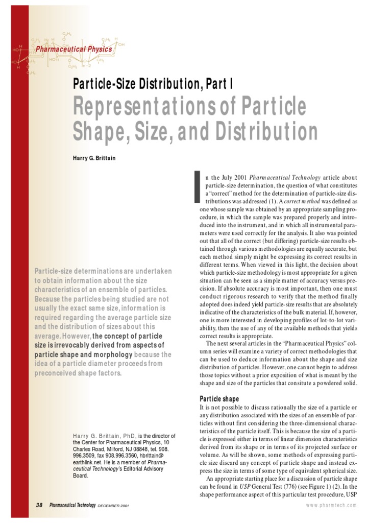 Article Representation of Particle Shape, Size and Distribution PDF ...