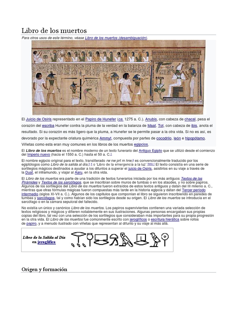 El Libro de los Muertos Egipcio | PDF | Antiguo Egipto | Religión y ...