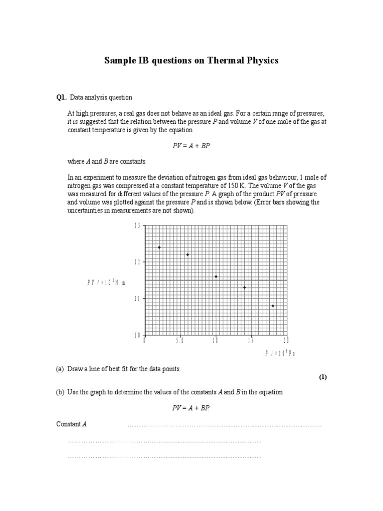 Sample IB Questions Thermal | PDF | Gases | Temperature