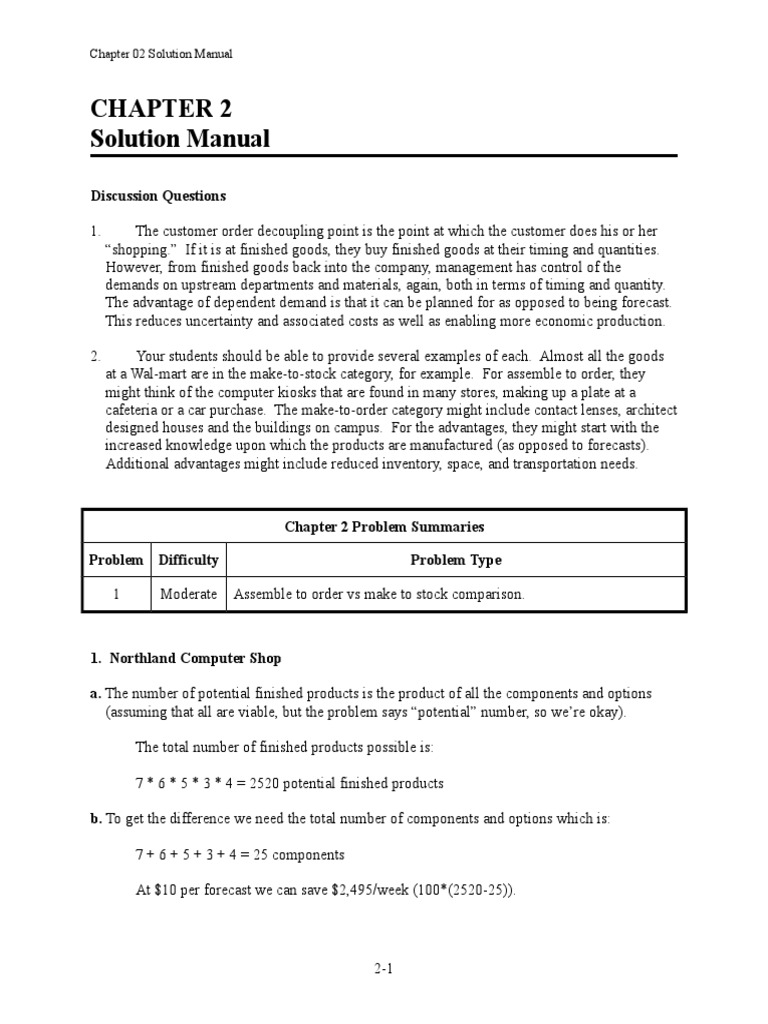 Chapter 2 Solutions Overview | PDF