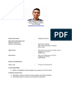 Desired Position Educational Background: Rhet Villamor Q. Madiam San Jose, Sudipen La Union 975-979-5684