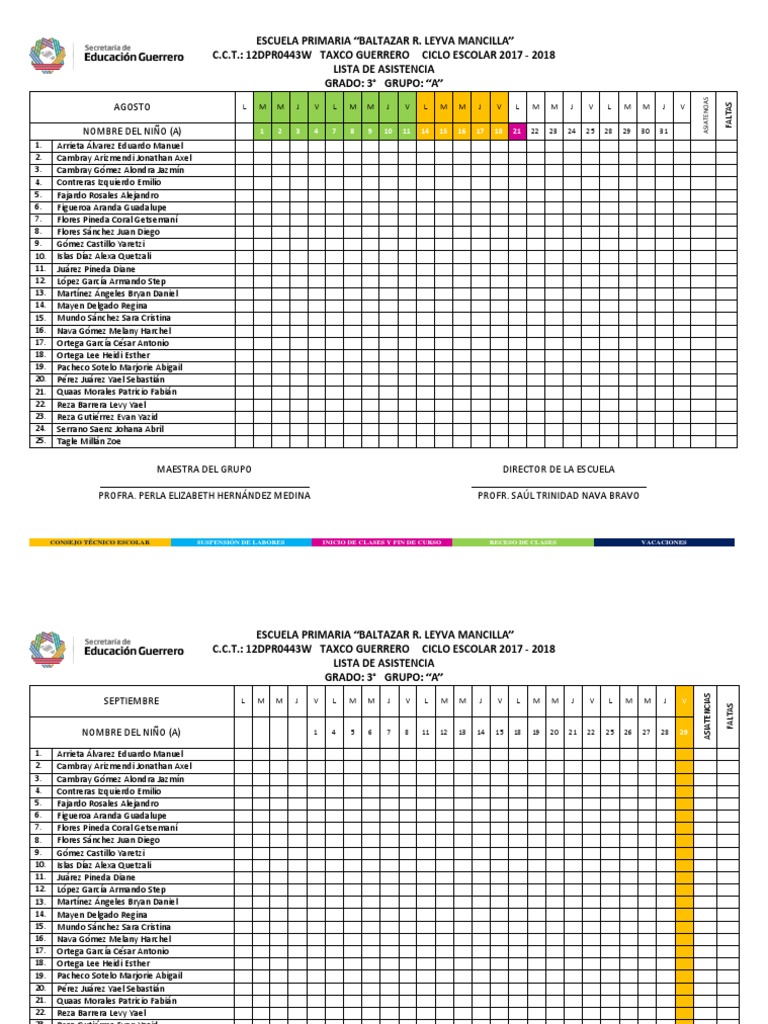 Lista de Asistencia 20172018