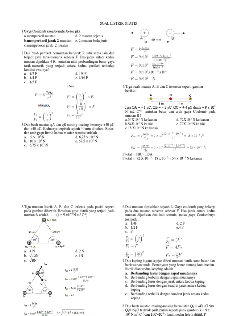 Jawaban Soal Listrik Statis | PDF