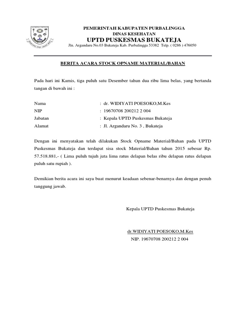 Berita Acara Stock Opname