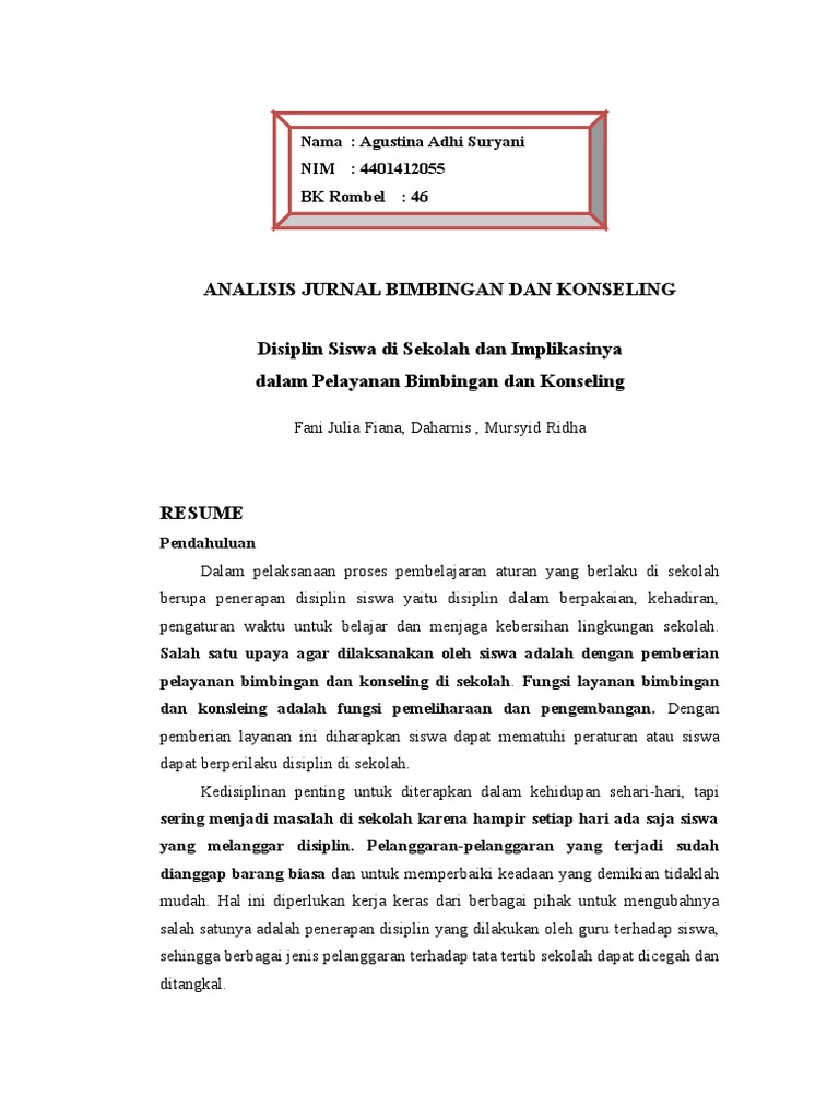 Analisis Jurnal Bimbingan Dan Konseling Pdf