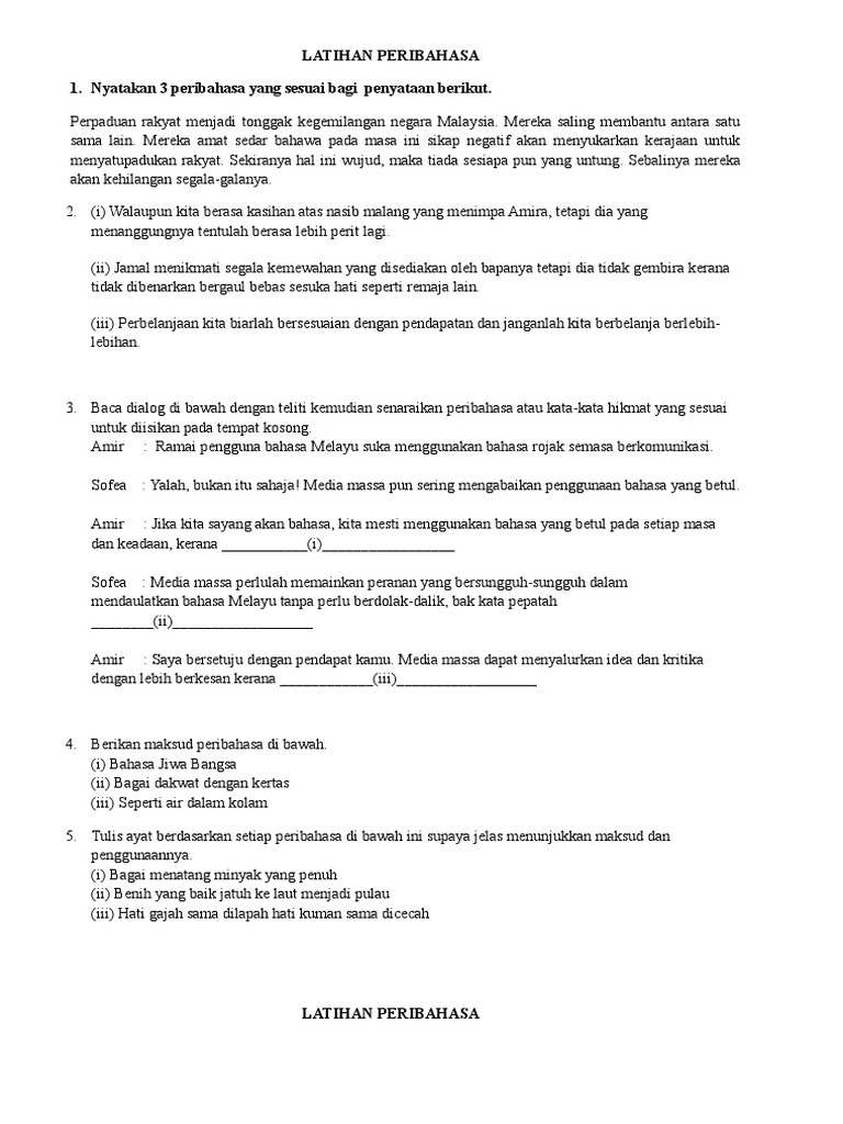 Latihan Peribahasa Pdf