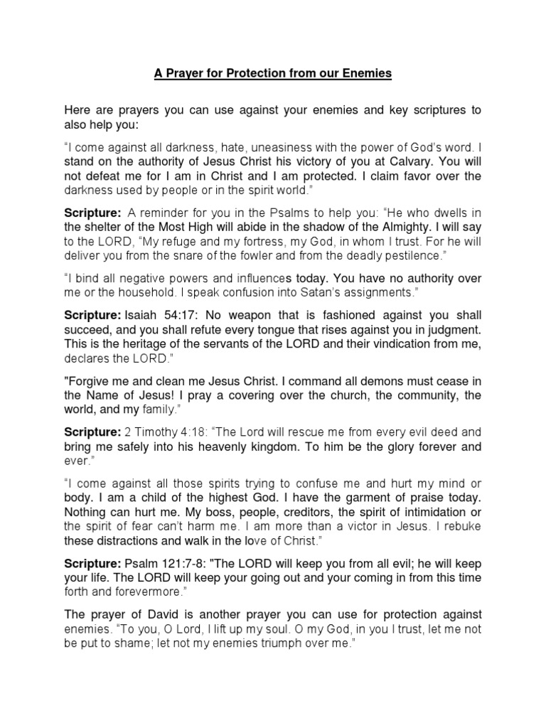 Prayers for Protection from Enemies | PDF | God The Father | Prayer
