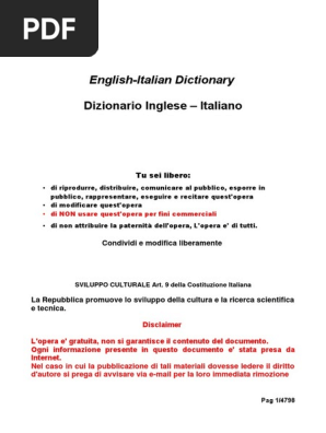 Dizionario Italiano Inglese Dictionary English Italian Free